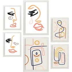 POSTER Set Mit 6 Stille Heuert In Weibliche Zusammenfassung A3 & A4 Weißer Rahmen