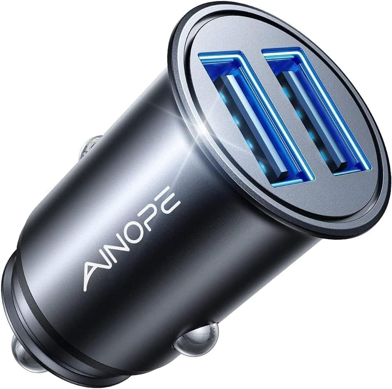 Dripio USB-autolader met 2 aansluitingen, 24W, zwart, zink