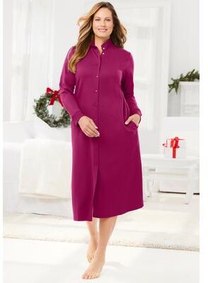 Plus Size Women's Only Necessities® Fleece Snap-Front Robe by Only Necessities in Pomegranate (Size 2X)