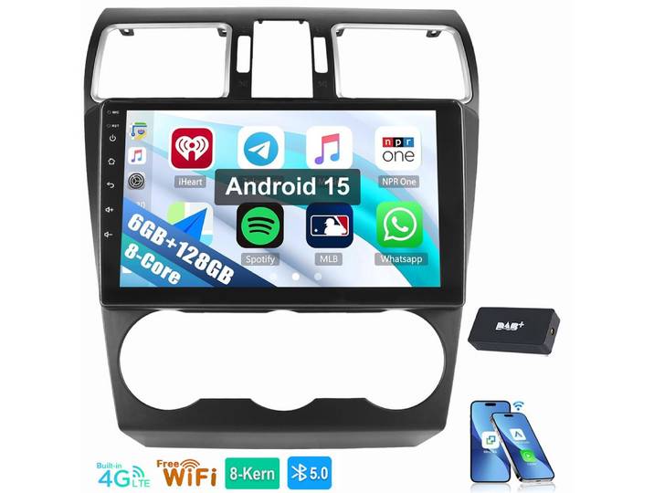 ESSGOO Für Subaru Forester 2015-2018 Android 15 6+128G 4G LTE RDS Autoradio (RDS, Digitalradio (DAB), FM, AM, Apple Carplau Android Auto GPS RDS SWC)