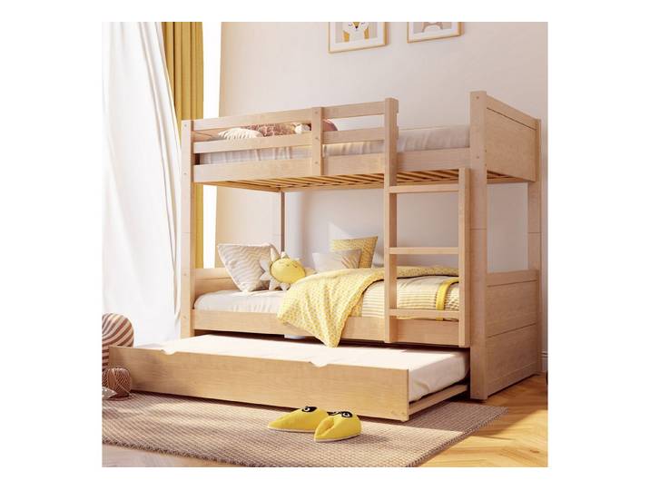 OKWISH Etagenbett Kinderbett (90x200 cm inklusive Sicherheitsgeländer, Leiter und Lattenrost, Funktionsbett), Inklusive Matratze
