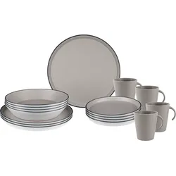 Brunner Lunch Box Iconic Compack Melamin Geschirrset extra flach stapelbar Antirutsch, BPA-frei und bruchunempfindlich 16-teilig