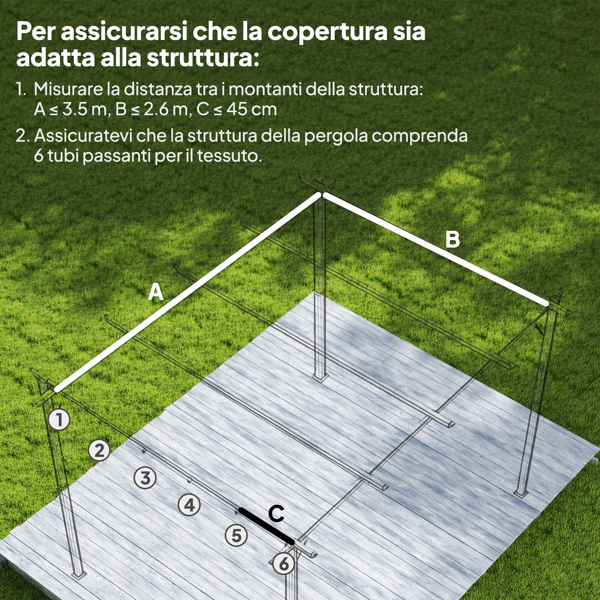 Altro Copertura Per Gazebo Pergola 4x3 M In Poliestere Traspirante Caffè Con 10 Fori Di Drenaggio