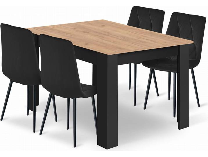 Ensemble Repas - Leobert - Libra - Noir - 120 X 80 Cm - 5 Pièces