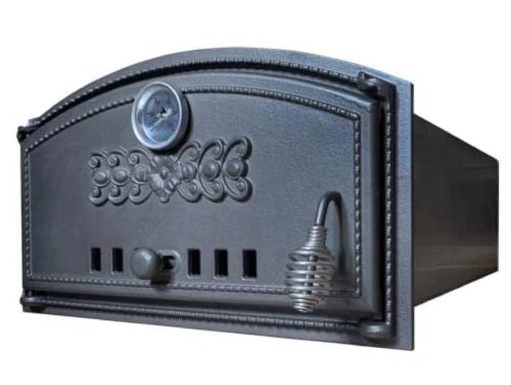 Innbee Einbaubackofen mit Gusseisentür und Thermometer, Rahmen 490 x 280 mm, Backfach für Kachelofen, Küchenherd und gemauerten Holzbackofen, Modell PCHPT
