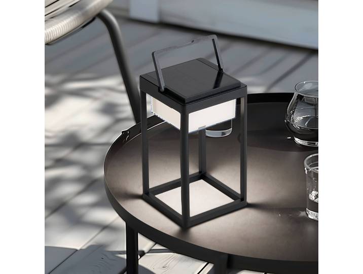 Deko Solarleuchte Tilena Lucande, dimmbar, schwarz, Aluminium, Modern