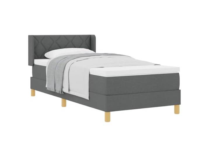 PUGYNBK Boxspringbett Kiefer massiv, 190 x 90 cm, Kopfteil dunkelgrau Starrer Lattenrost, verstellbares Kopfteil, atmungsaktives Polyester, moderner Stil