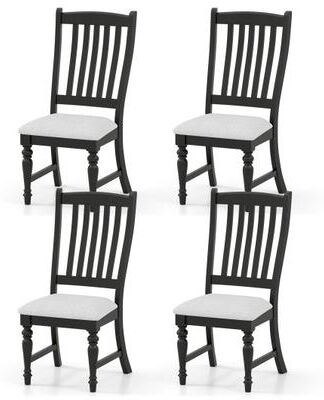 Costway Set of 4 Dining Chairs Kitchen Side Chair with Solid Wood Legs-Black