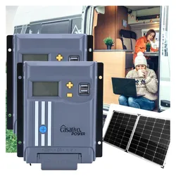 Casativo, Laderegler, 2er-Set MPPT Solarladeregler für 12/24V Batterie, 20A, inkl. 2 USB-A Ports, LCD-Display