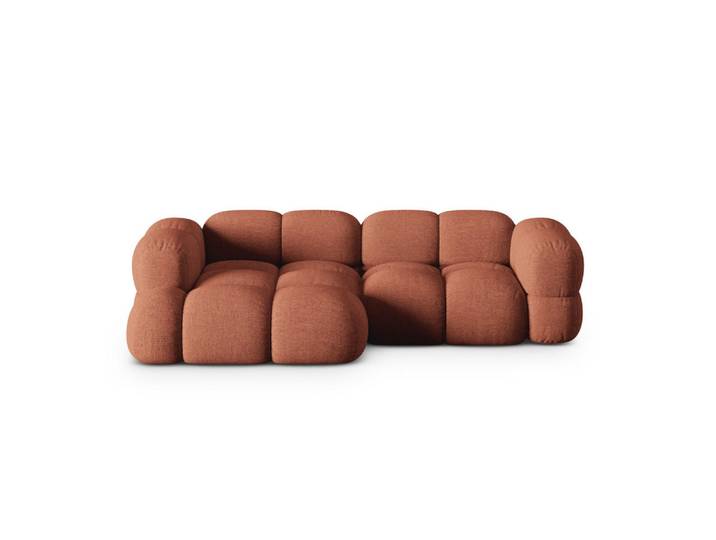 Cosmopolitan Design Ecksofa links Loretto aus strukturiertem Stoff koralle 3 Sitzplätze, Koralle, 250x147 cm, Wohnzimmer, Sofas & Couches, Wohnlandschaften, Ecksofas