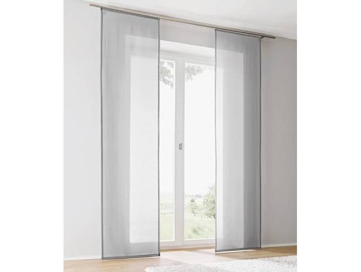 Kutti Schiebegardine Schiebevorhang Raumtrenner Enya grau Uni mit Paneelwagen B 60 x H 145 cm (1 STK)