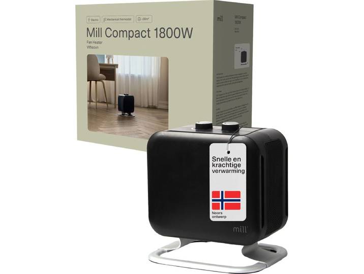 Mill CUS1800MECBA - design ventilatiekachel - 1800 W - zwart