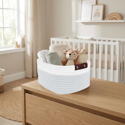 Better Trends Cotton Rope Storage Basket with Handles, Woven Storage Basket for Shelves, Toys, Books, Towels & Home Organization