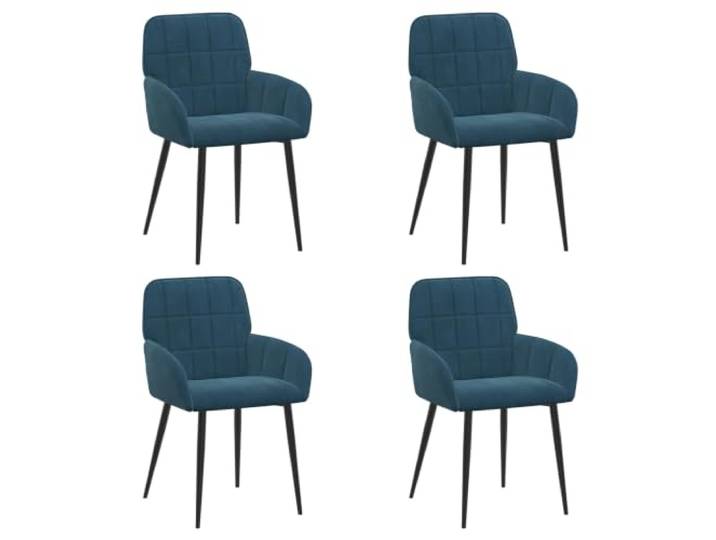 HKLGBVCR Esszimmerstühle, 4 Stück, Velours, Blau, 56,5 x 50 x 85 cm 4 Stück, blauer Samt, Metallbeine, geneigte Rückenlehne und Armlehnen, weicher Sitz, Pflege mit feuchtem Tuch
