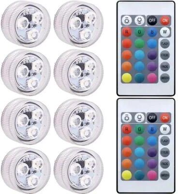 Uplift Picks Waterproof Submersible RGB LED Lights With Remote Control 8 Pcs with Remote