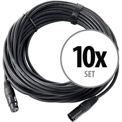 Pronomic XFXM-20 Mikrofonkabel XLR 20 m Schwarz 10er Set