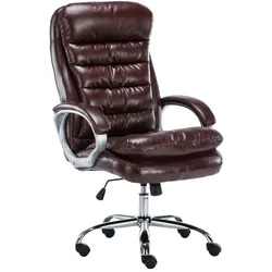 DELUKE® Bürostuhl SOUK - 116x68x77, Bordeauxrot | Kunstleder | Metall in Chromoptik Gestell | ergonomische Bürostühle Homeoffice Stuhl mit Rollen
