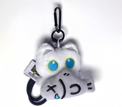 Perfect Picks Market Big Eyed Plush Kitten Keychain Cute Black Cat Backpack Charm white Cat