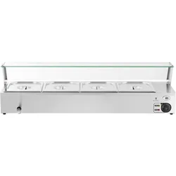 Royal Catering Bain Marie Warmhaltebehälter Speisenwärmer Ablasshahn 2000 W 4 GN 1/2, Speisewärmer, Silber