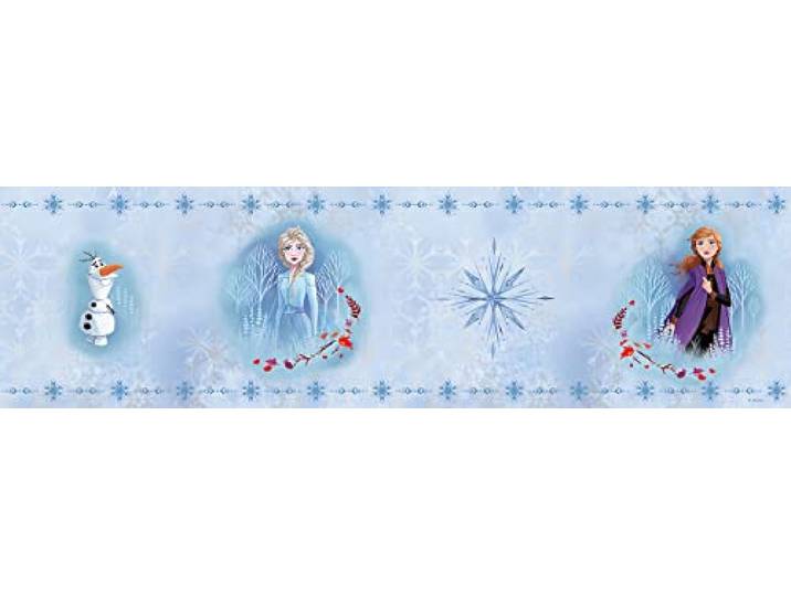 AG DESIGN Frise murale décorative Olaf avec Elsa et Anna La Reine des Neiges 2 pour chambre d'enfant 5 m x 14 cm WBD 8156 Bleu 0\,14 m