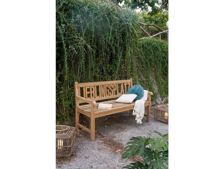 Gardenson Gartenbank, Braun, Holz, Teakholz, Hartholz, 150x91.5x63 cm, abwischbar, Holzmöbel, Sitzgelegenheiten Holz, Holzbänke, Gartenbänke Holz