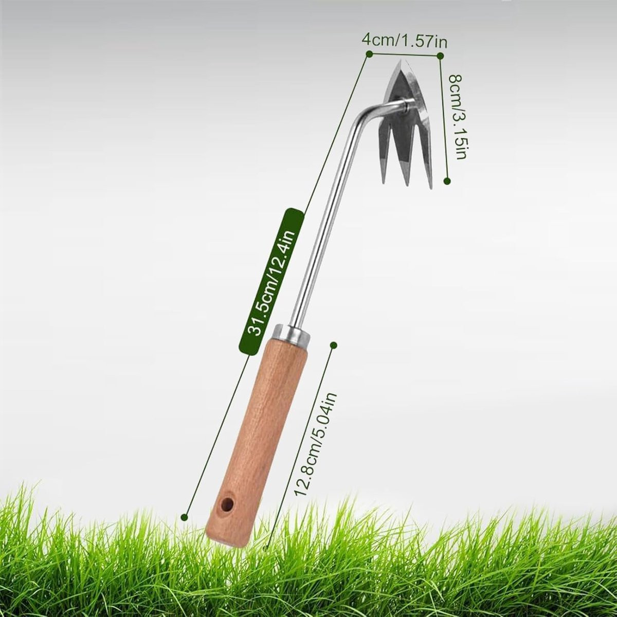 Onkruidsteker Handwieder Zilver 34 cm met Ergonomische Handgreep