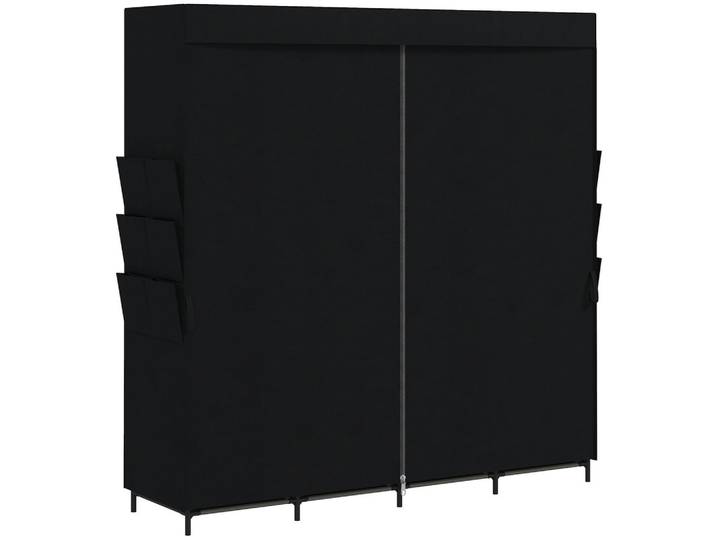 STOFF-KLEIDERSCHRANK Vliesstoff Stahl Schwarz