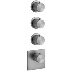 Gessi316 Fertigmontage-Set Unterputz-Thermostat, vertikalen Montage, 3 separate Wege, einzelne Rosetten, 54506299, Farbe: Schwarz XL
