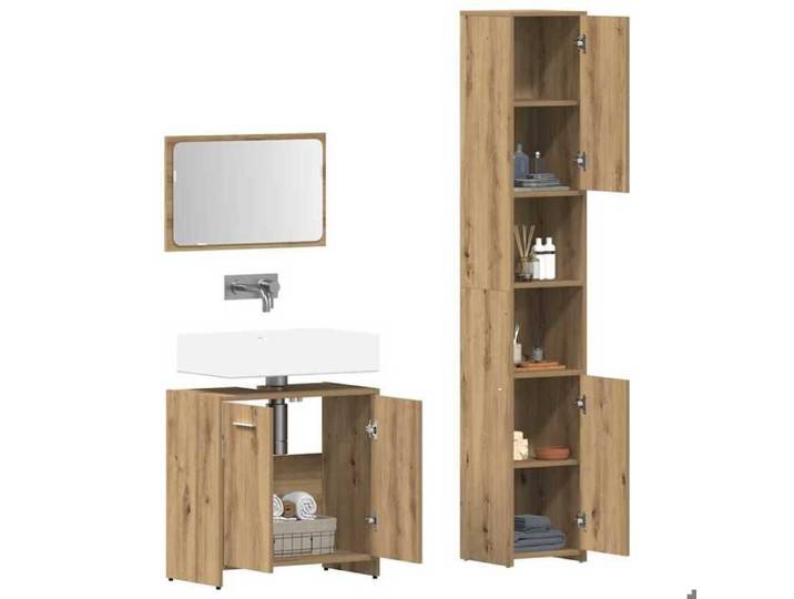Remise Mobilier Haut de salle de bain Ensemble de meubles salle de bain - 3 pcs - Bois d'ingénierie JILIMAISON2025 33750434