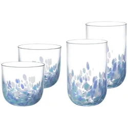 WASSER- UND LONGDRINKGLAS-SET Like Confetti blau 4er Set