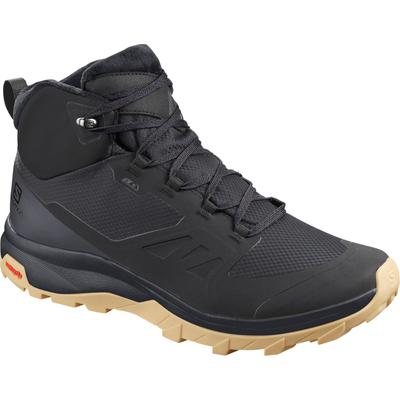 Wanderschuh SALOMON "OUTsnap CSWP M", Herren, Gr. 48, gefüttert wärmend, schwarz (schwarz, ebony, gum1a), Synthetik, Textil, Schuhe Wanderschuh, Wasserdicht, wärmend