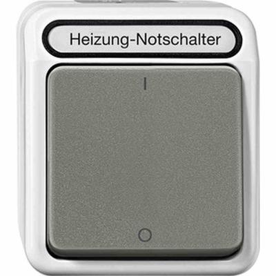 Merten AQUASTAR Wippschalter, Kontrollschalter, lichtgrau, matt, Aufputz, IP44, 1f