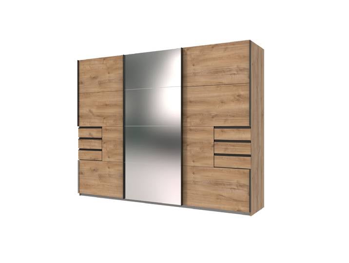 Schwebetürenschrank Spiegel Plankeneiche 270 cm - 3-türig - SAIGON