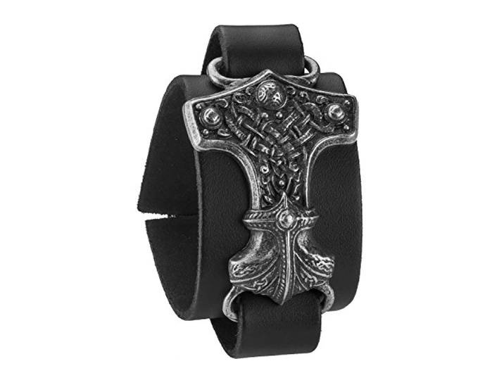 Thunderhammer Noorse God lederen armband van Alchemy Gothic, Metaal, Geen steen