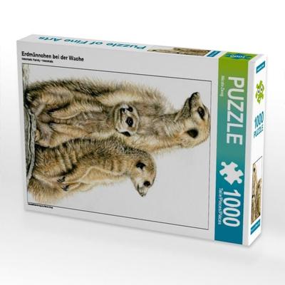 CALVENDO Puzzle Erdmännchen bei der Wache | 1000 Teile Lege-Größe 64x48cm Foto-Puzzle für glückliche Stunden