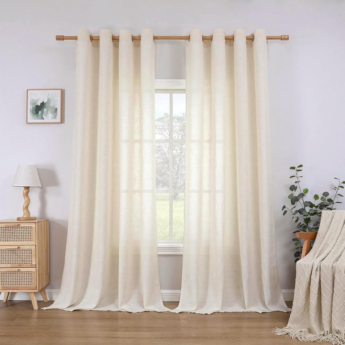 Dailygoods Dailygoody Linnen gordijnen - Set van 2 - Half-transparant - Natuurkleur