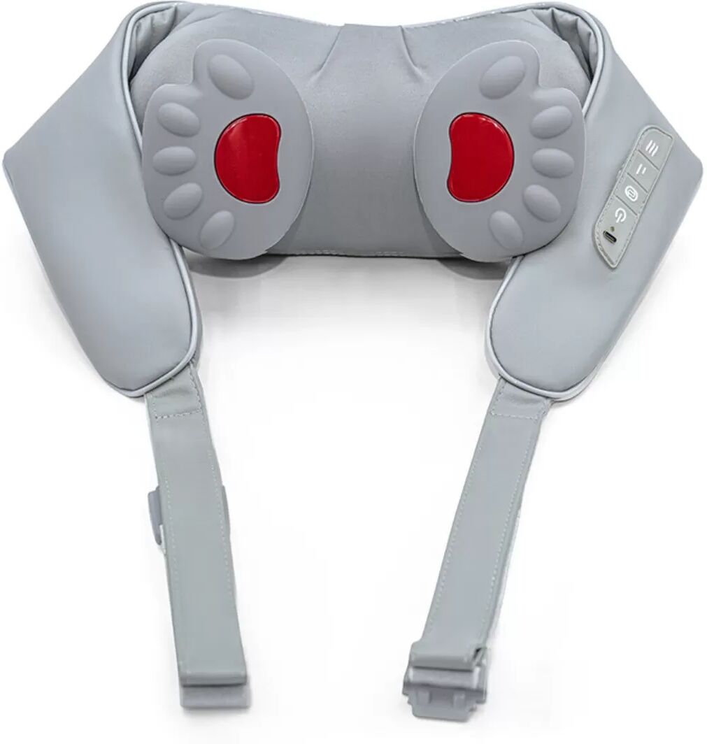 INF Masseur cou et épaules à pétrissage pour trapèze avec paumes simulées chauffantes, sangle rechargeable et moteur 46S Gris clair
