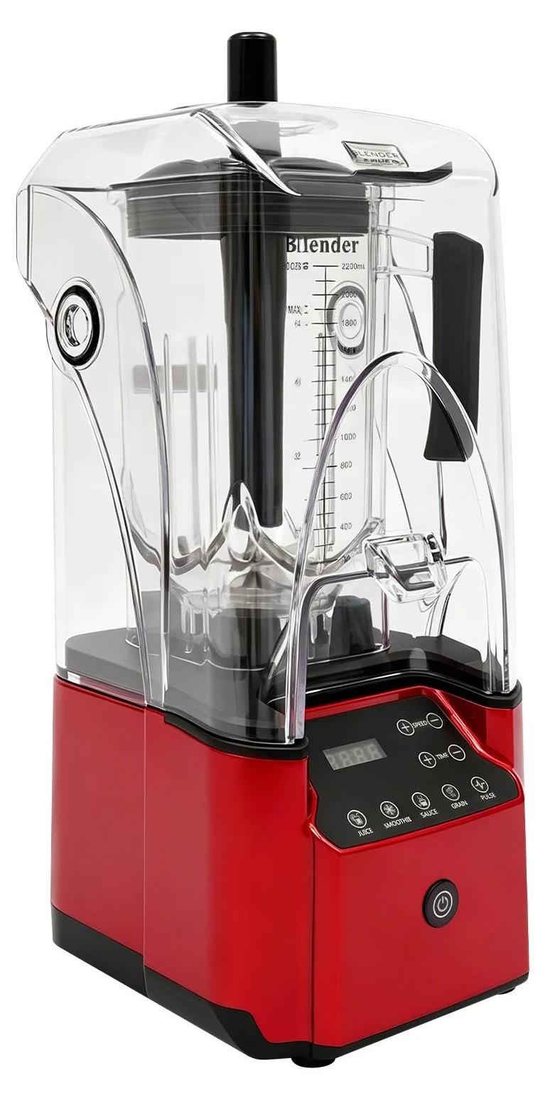 Professioneller Smoothie-Mixer - Gastro Standmixer - 2200W Kupfermotor - Geräuschgedämpfte Eiszerkleinerung - 2L BPA-freier Behälter - 6 Edelstahlklingen - Timer - Rot