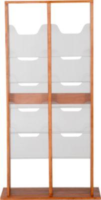 Update Display Boden-Prospektständer WoodMagazine, 20 DIN A4, doppelseitig, Buchenholz, Acrylglas, freistehend, Buche