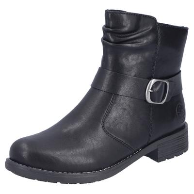 Stiefelette RIEKER, Damen, Gr. 39, wärmend, schwarz, Lederimitat, unifarben, Basic, Schuhe Stiefelette, Boots, Blockabsatz, mit Innenreißverschluss