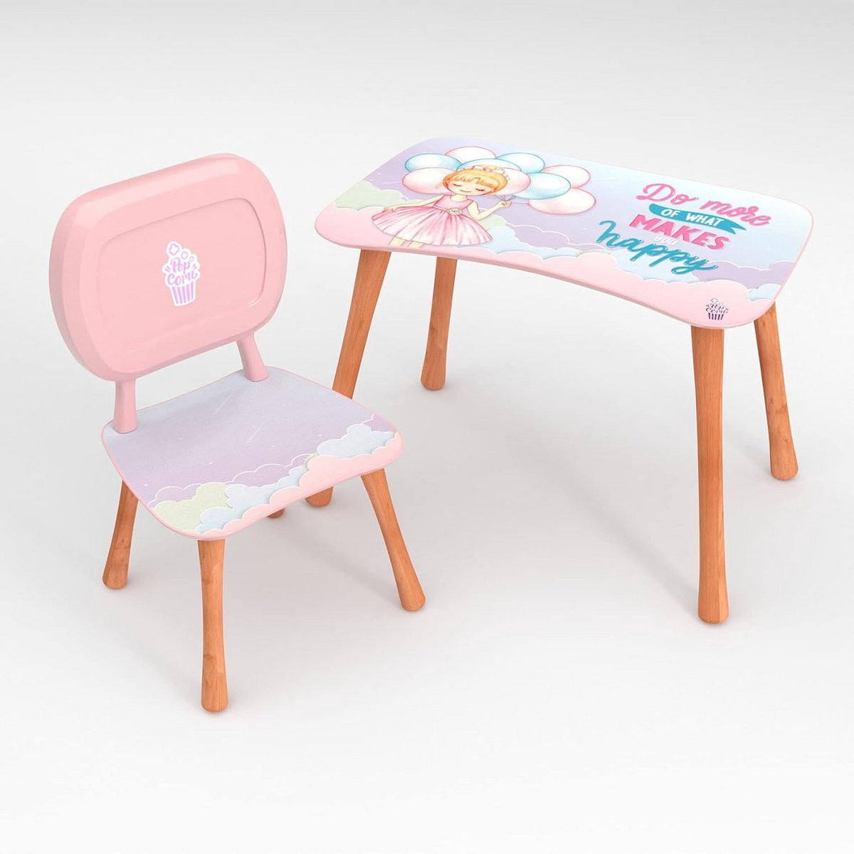 Houten Kindertafel met Stoelset Ballonnen - Speeltafel voor Jongens en Meisjes