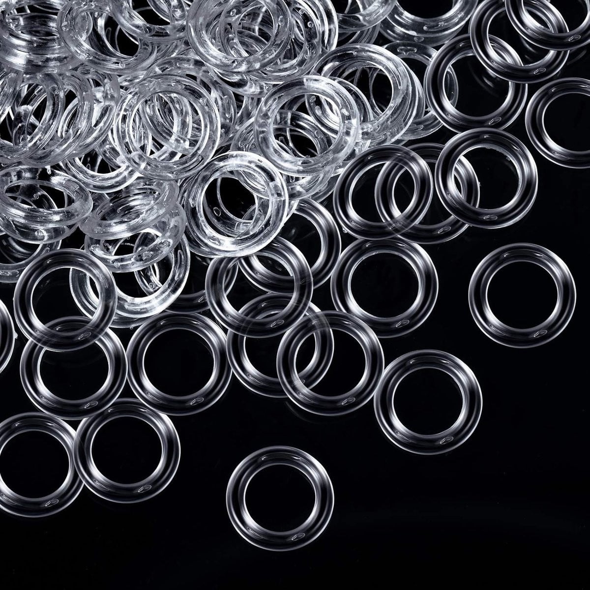 Set van 100 transparante O-ringen voor Romeinse gordijnen - 16 mm plastic ringen voor raamdecoratie