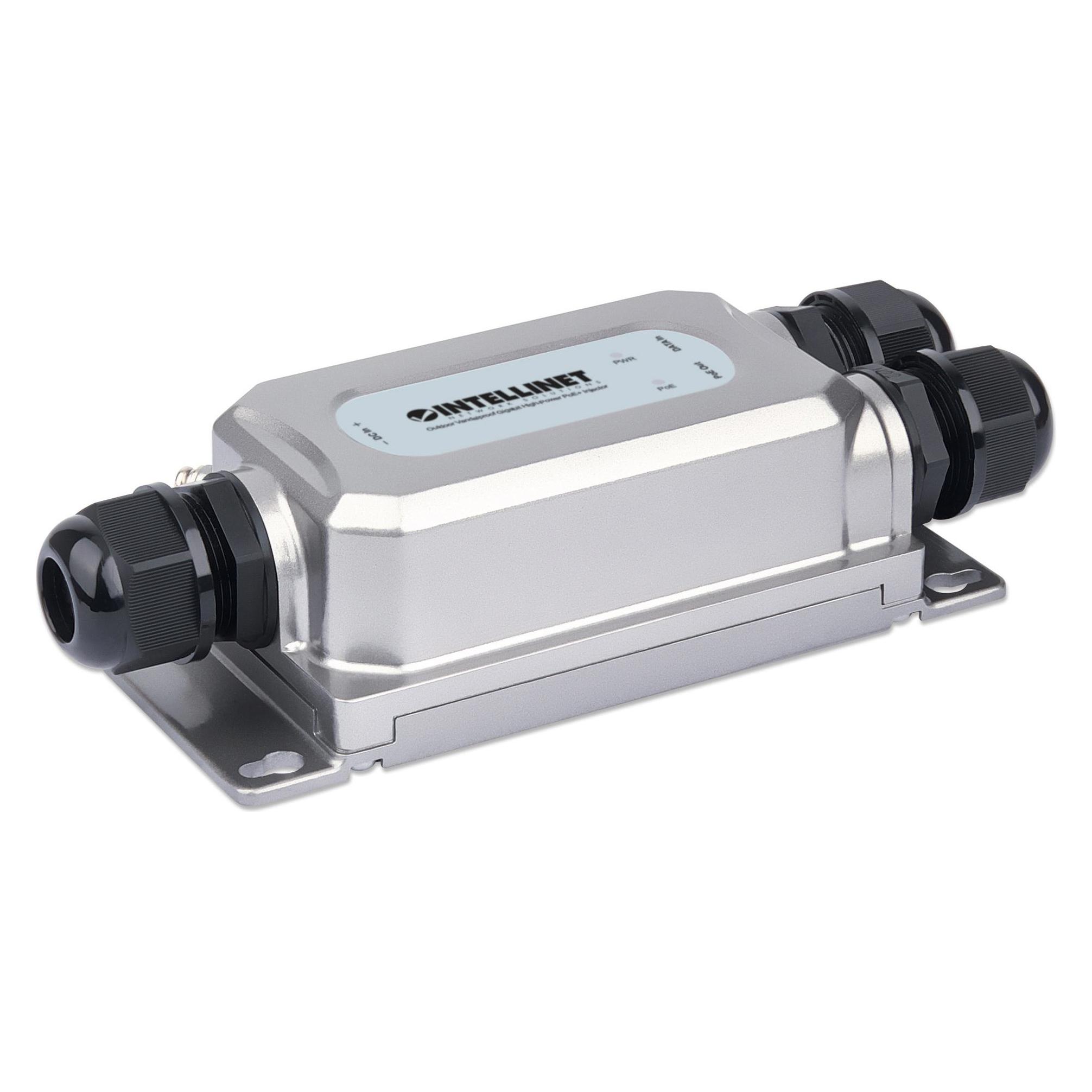 Intellinet Outdoor Gigabit High-Power PoE+ Injektor mit Vandalismusschutz (802.3af (PoE), 802.3at (PoE+), 30 W) (561778)