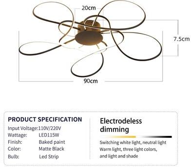 Uplift Essentials Modern LED Celestial Chandelier   Luxury Chrome & Gold Plated Ceiling Light black 35 In (dia 900 Mm)