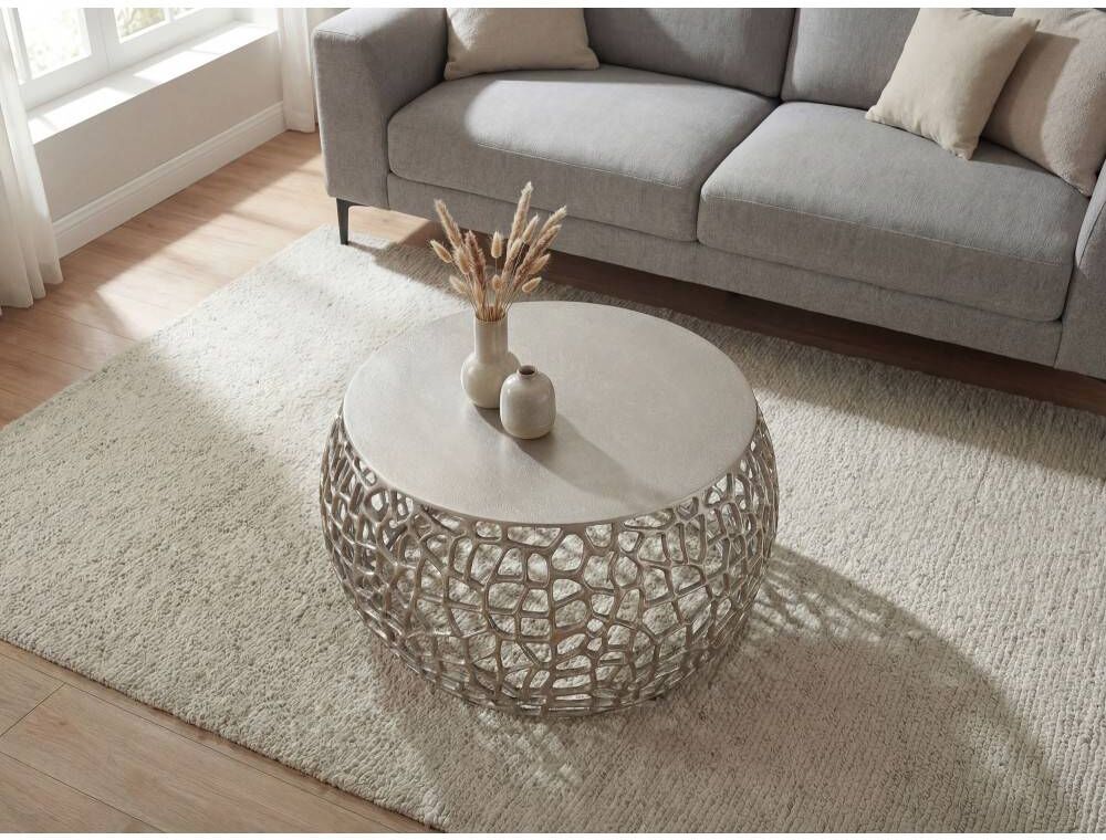 Pharao24.de Designertisch Wohnzimmertisch aus Aluminium in modernem Design