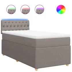 vidaXL Boxspringbett mit Matratze Taupe 90x200 cm Stoff