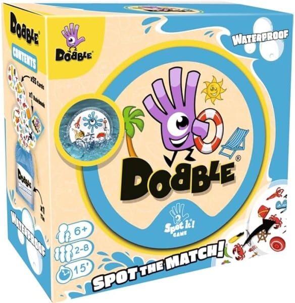 Dobble Waterproof (Beach) - Waterproof Cards for Outdoor Play, Ages 6+, by Zygomatic