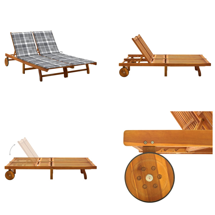 vidaXL 2 Personen Sonnenliege mit Auflagen Akazie Massivholz - Sonnenliege - Sonnenliegen - Holz-Sonnenliege - Holz-Sonnenliegen