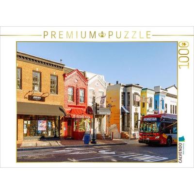 CALVENDO Puzzle Bunte Häuser und Bus in der Wisconsin Street - Georgetown, Washington, D.C. | 1000 Teile Lege-Größe 64x48cm Foto-Puzzle für glückliche