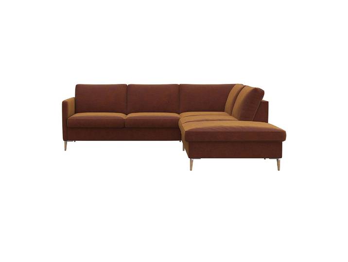 Ecksofa, Polyester, Cognac 234×225 cm, L-Form, Kaltschaum, Skandinavisch, Flexlux